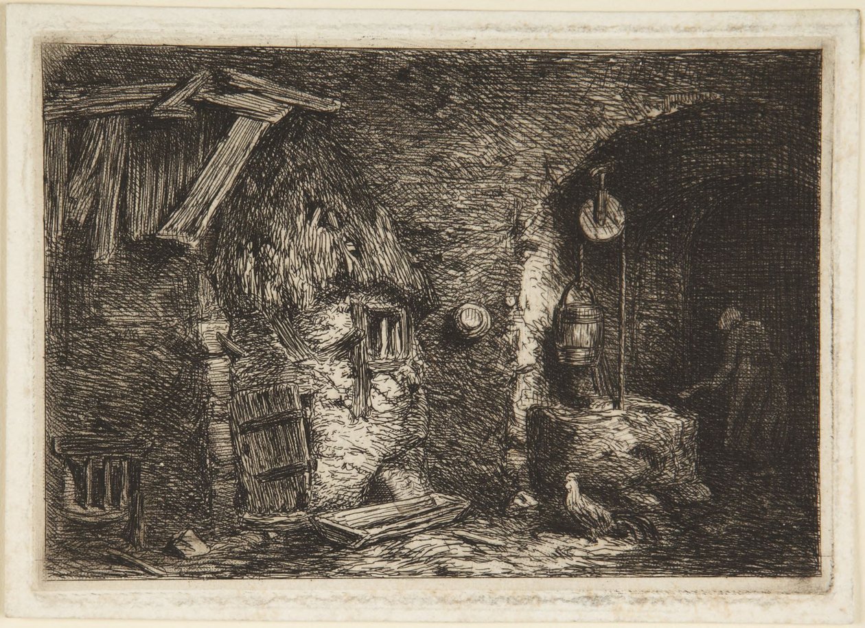 Interno di un cottage da Charles Emile Jacque