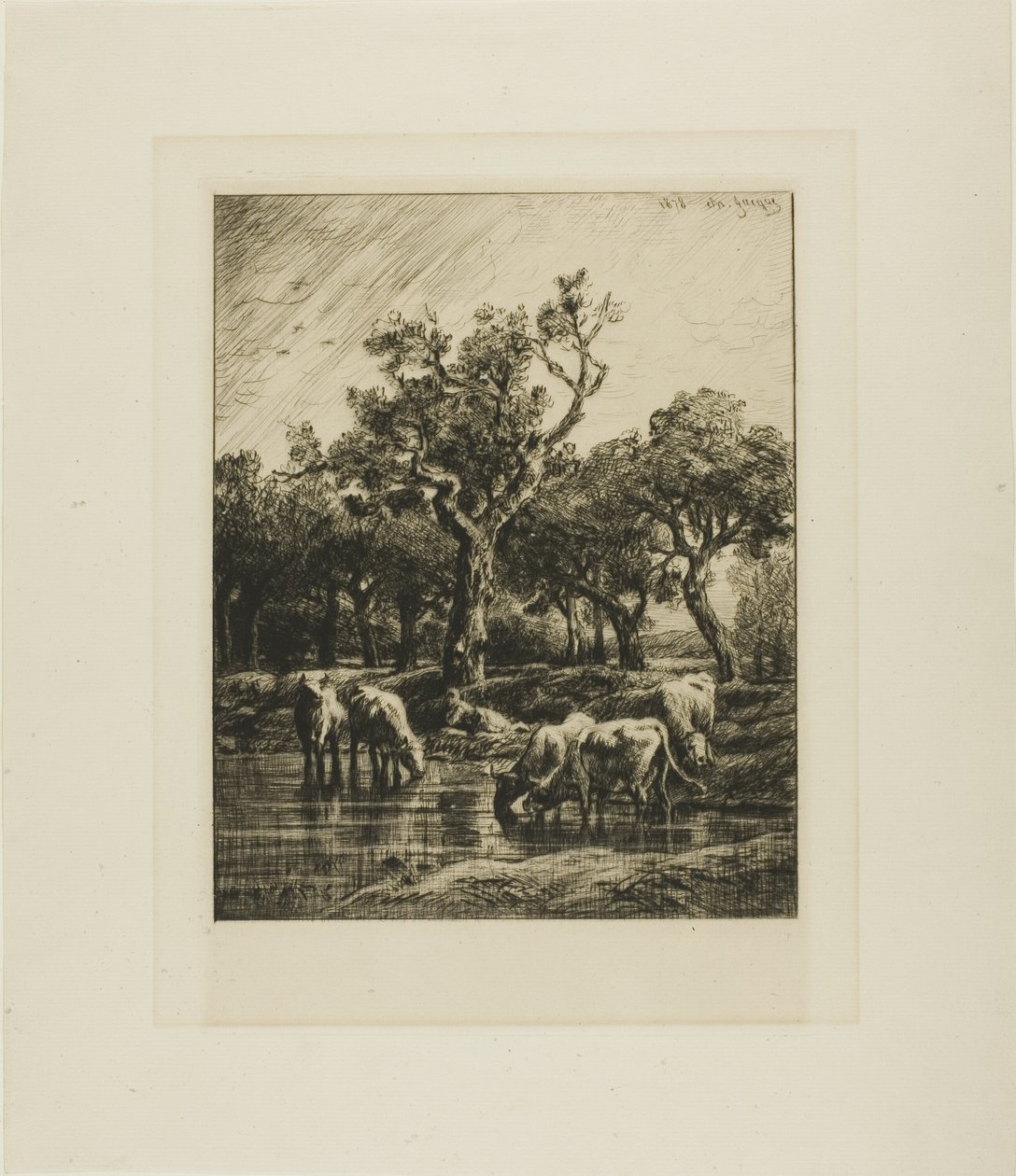 Mucche a un abbeveratoio da Charles Emile Jacque