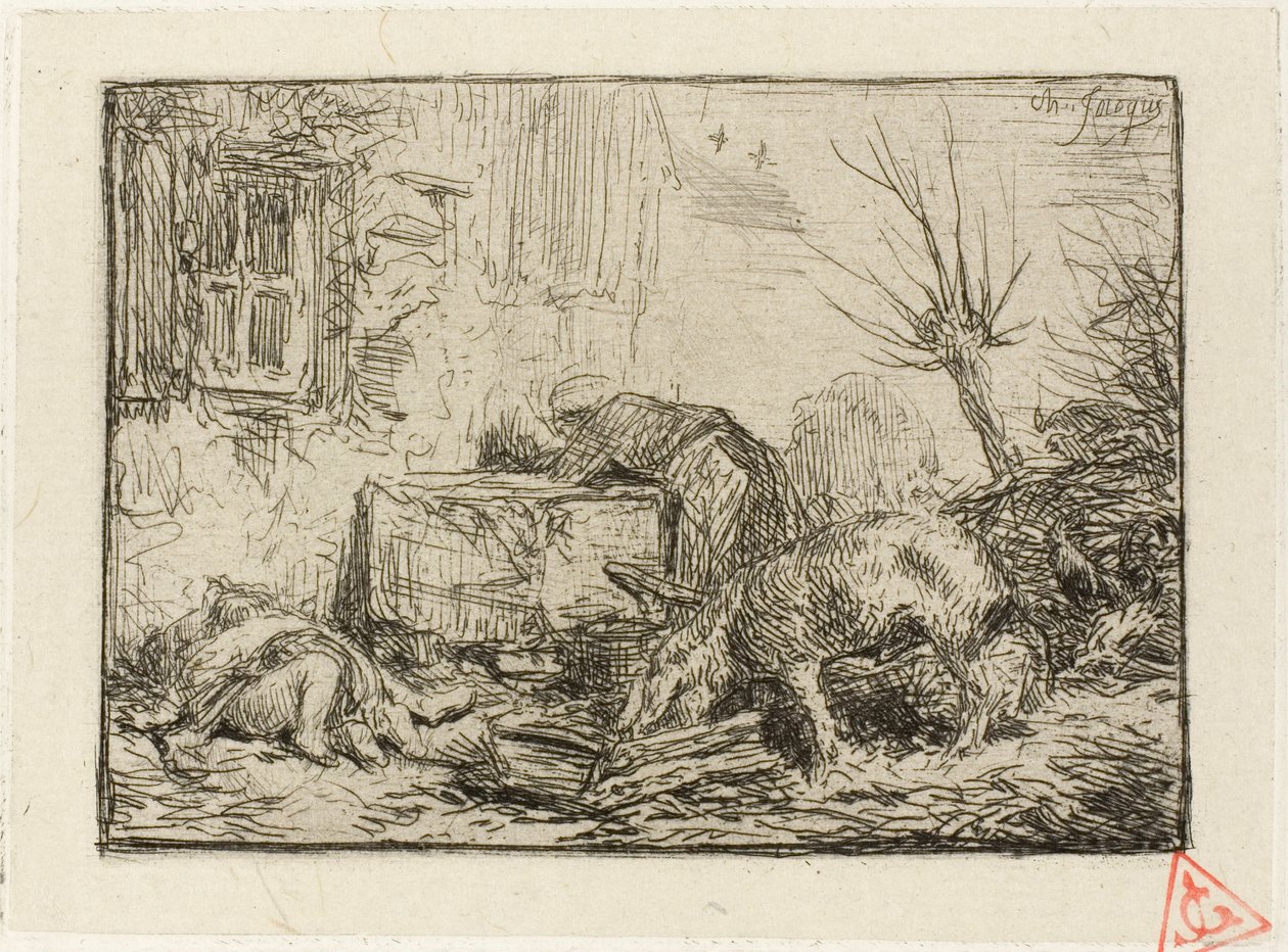 Cortile della fattoria da Charles Emile Jacque