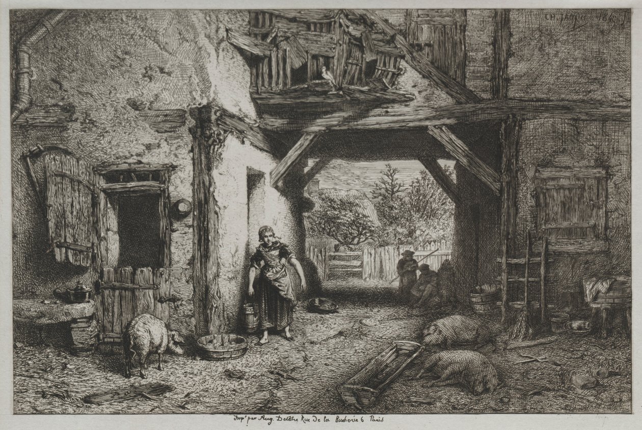 Interno di una Fattoria da Charles Emile Jacque