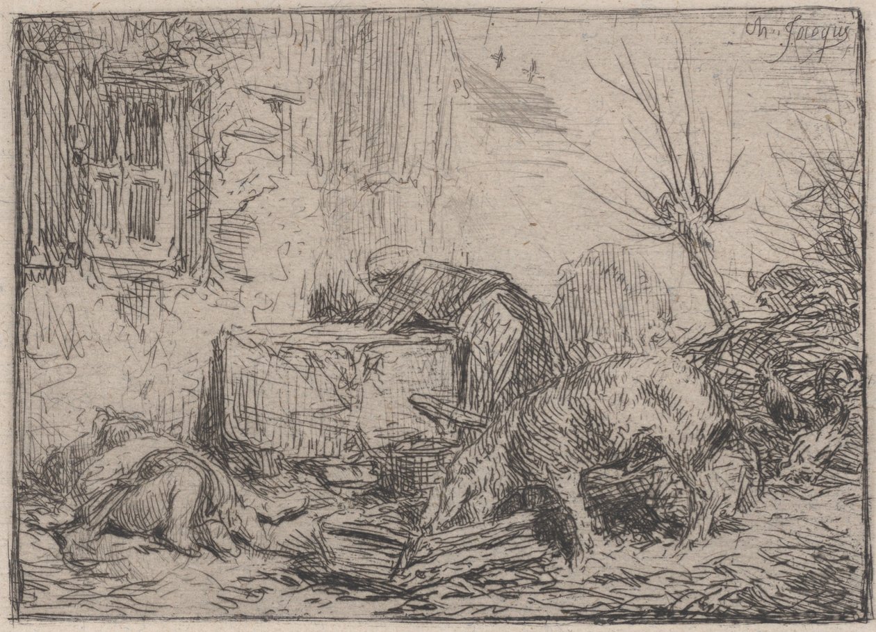 Cortile della fattoria, ca. 1845 da Charles Emile Jacque