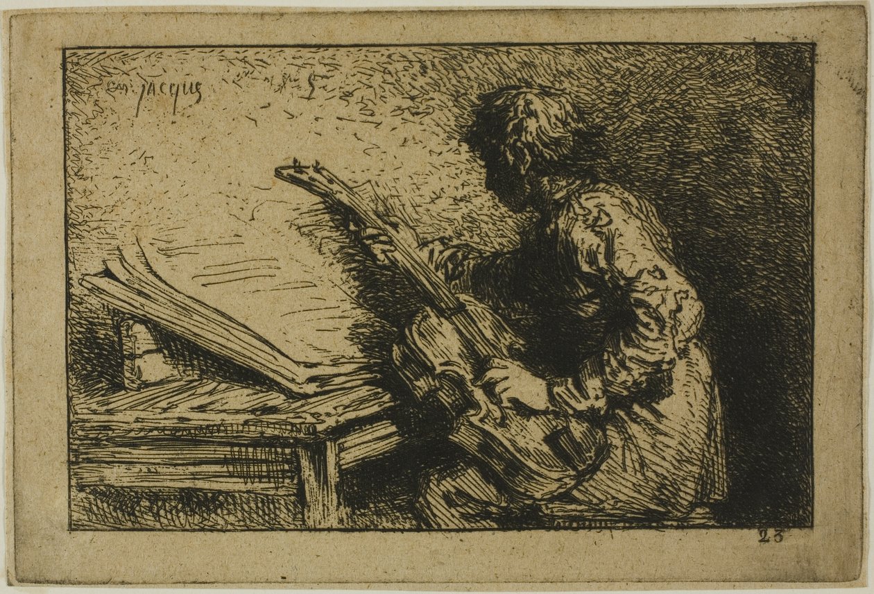 Suonatore di chitarra da Charles Emile Jacque