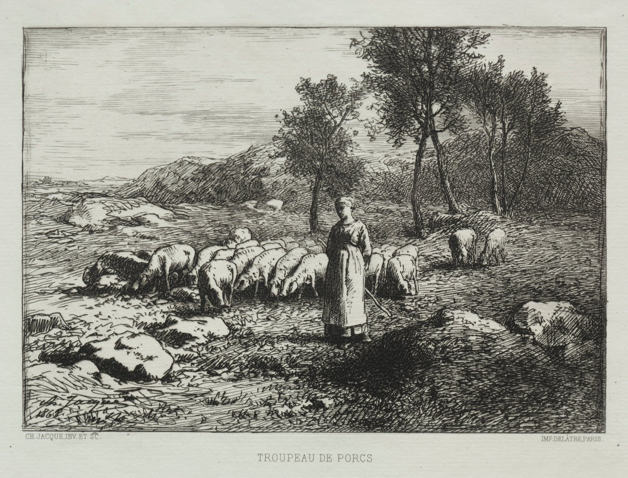 Branco di maiali, 1868 da Charles Emile Jacque