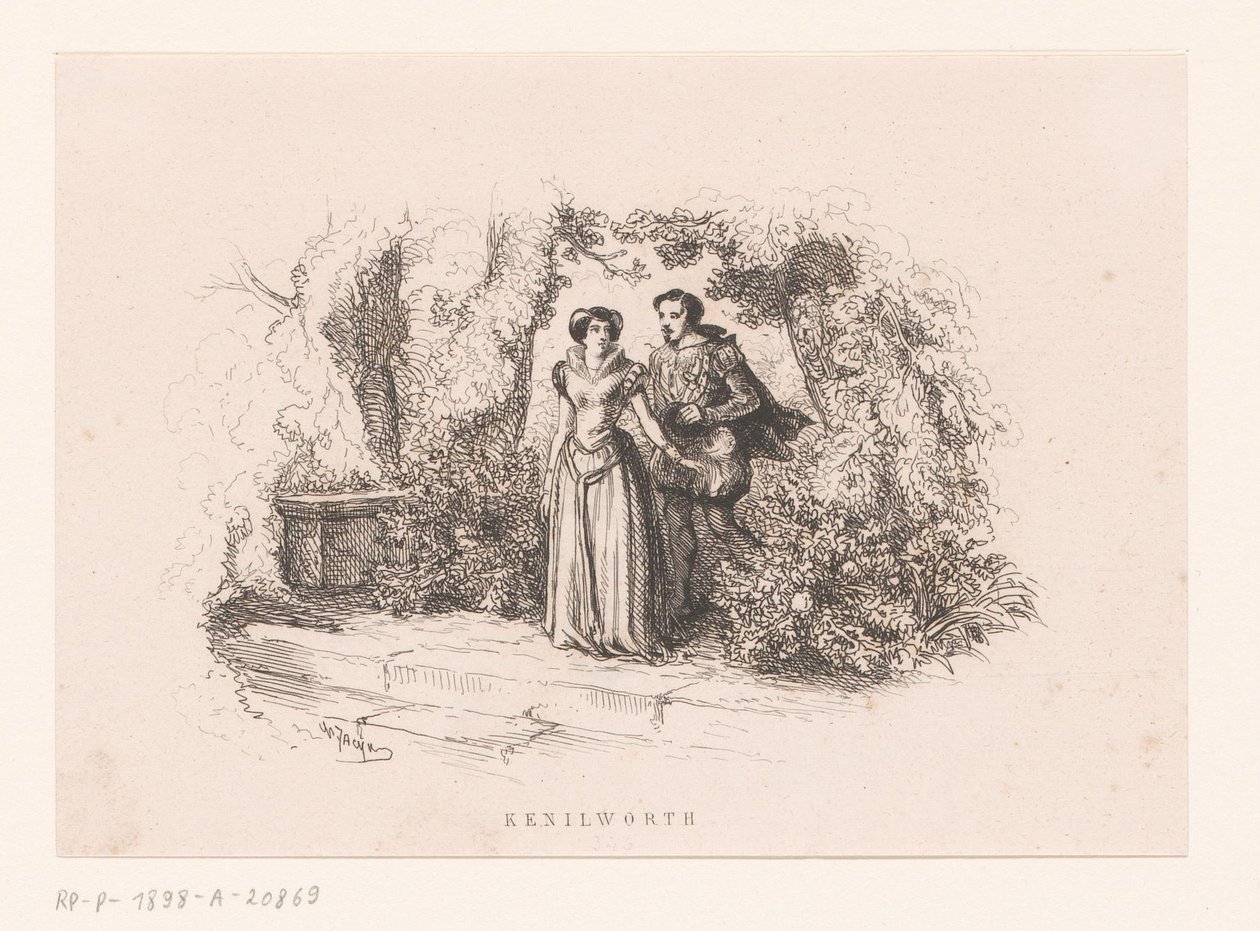 Coppia in un giardino da Charles Emile Jacque