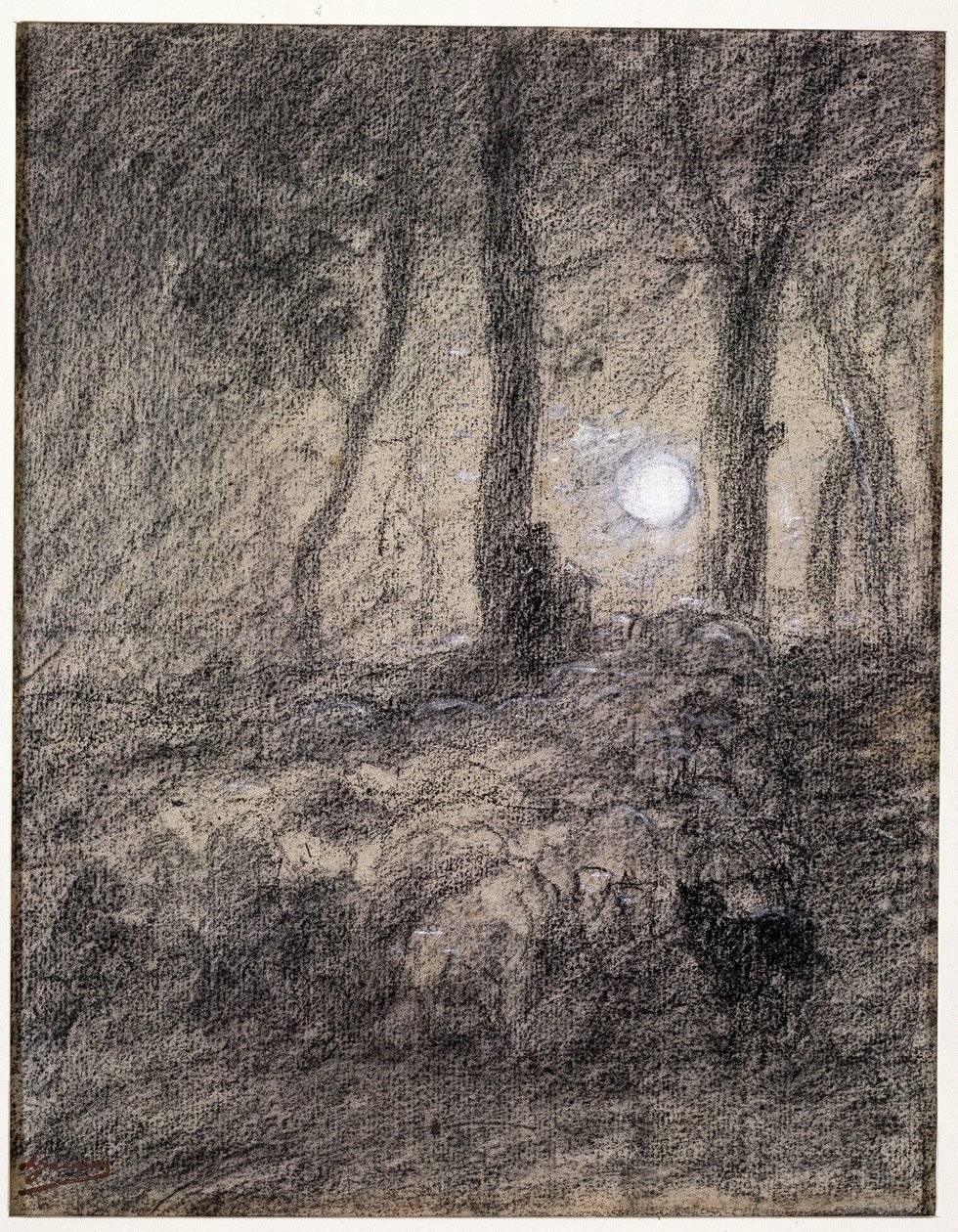 Gregge di pecore al chiaro di luna da Charles Emile Jacque
