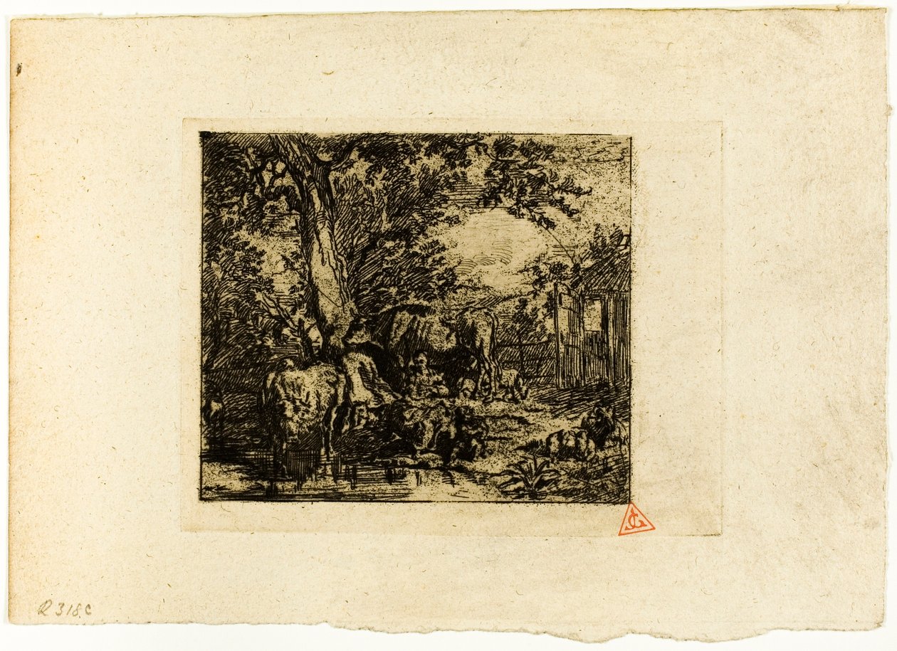Paesaggio con animali da Charles Emile Jacque