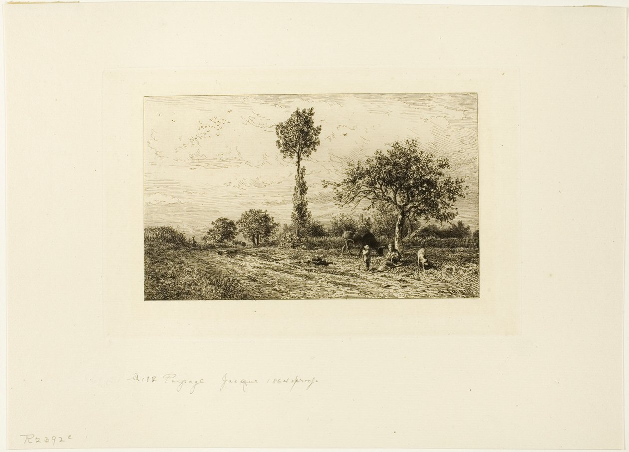 Paesaggio con strada curva da Charles Emile Jacque