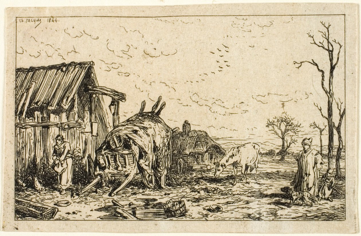 Paesaggio con Carro Sganciato da Charles Emile Jacque
