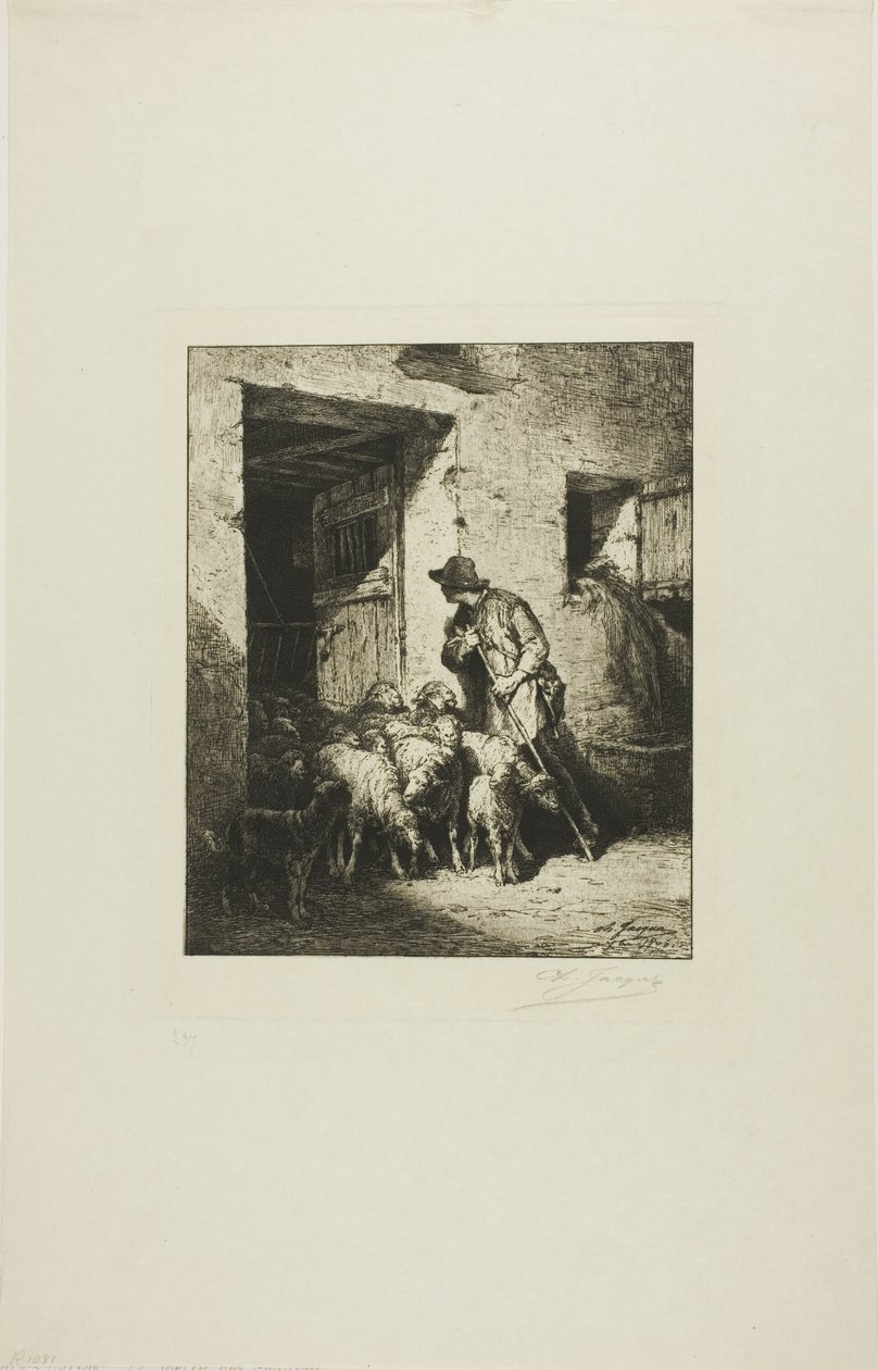 Lasciando uscire le pecore da Charles Emile Jacque