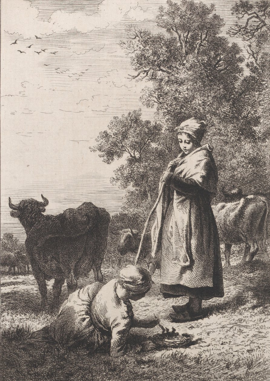 Piccole mungitrici, 1864 da Charles Emile Jacque