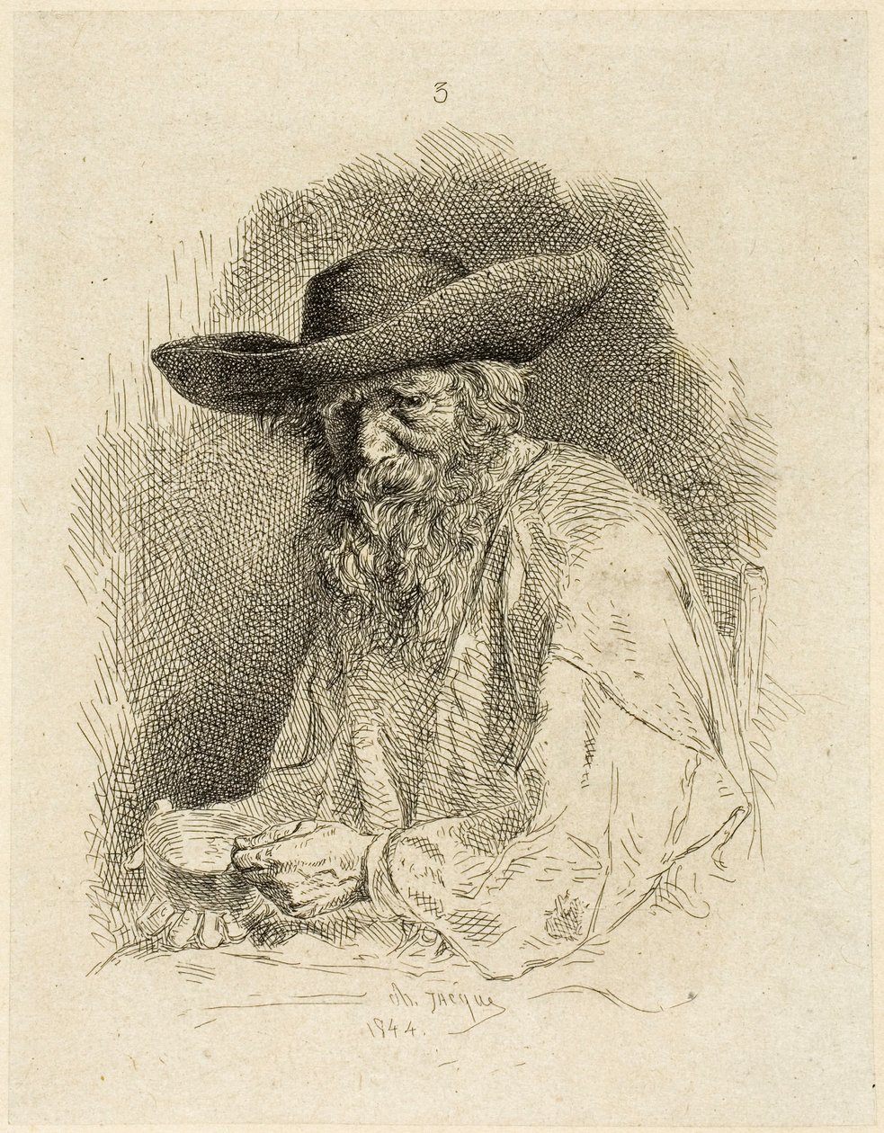Vecchio con gavetta da Charles Emile Jacque