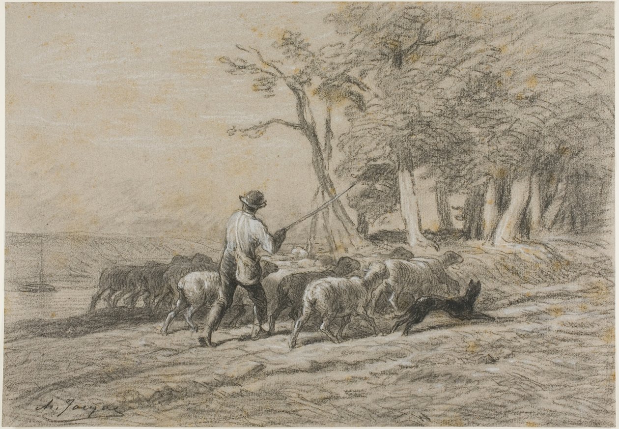 Il pastore e il suo gregge da Charles Emile Jacque