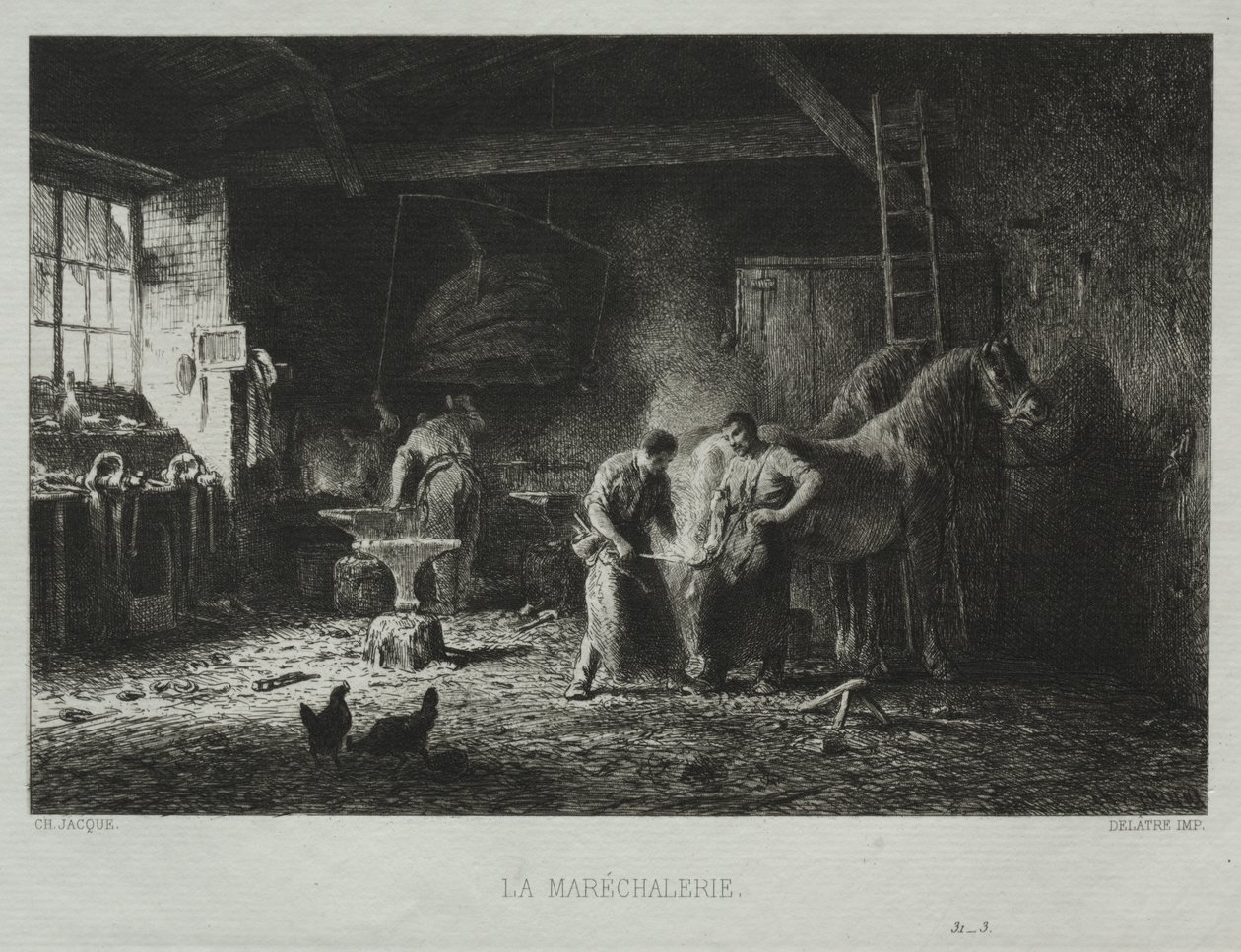 La bottega del fabbro da Charles Emile Jacque