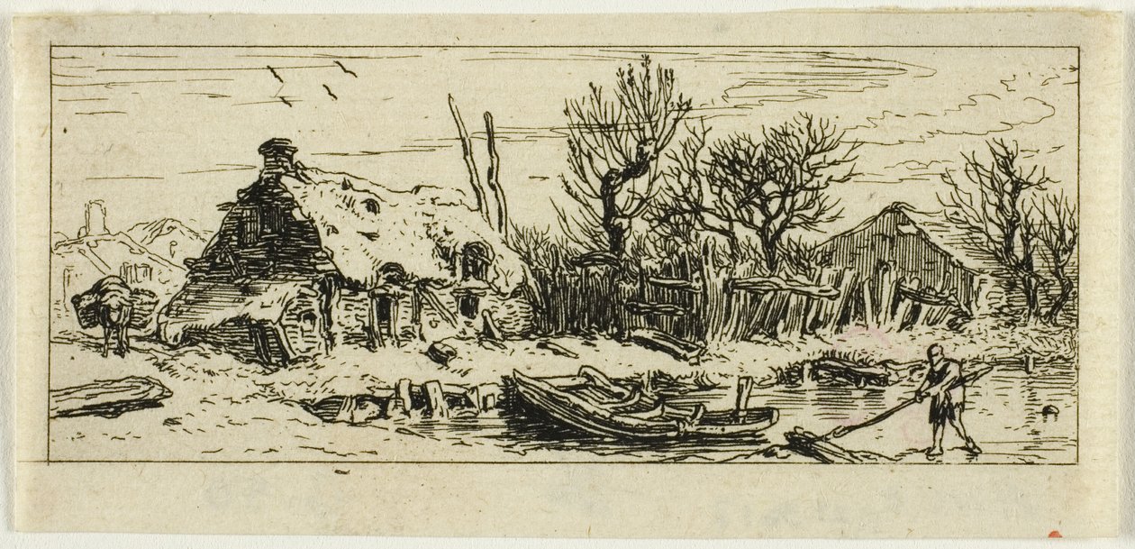 Lo stagno ghiacciato, piccola tavola da Charles Emile Jacque