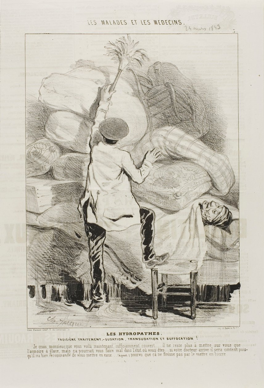 Gli Idropati: Terzo Trattamento (tavola 3) da Charles Emile Jacque