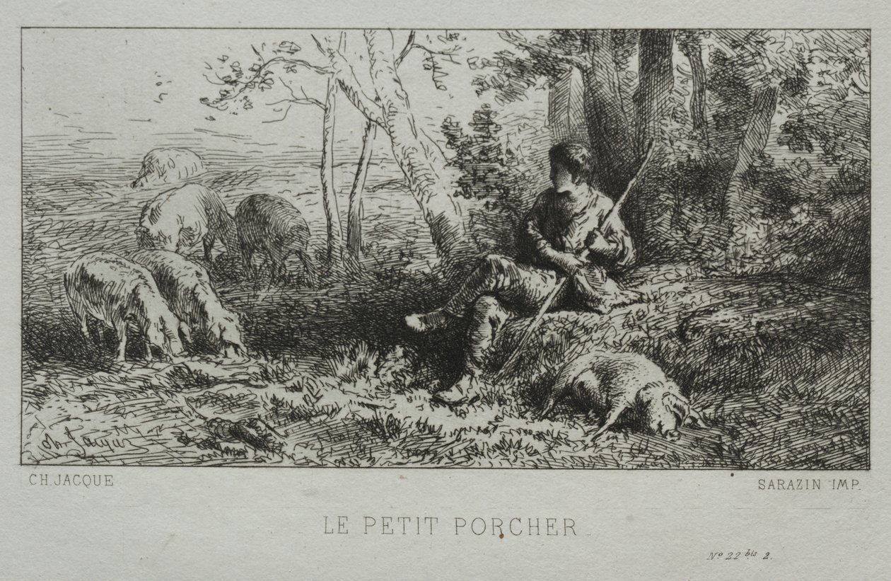 Il piccolo pastore di maiali da Charles Emile Jacque