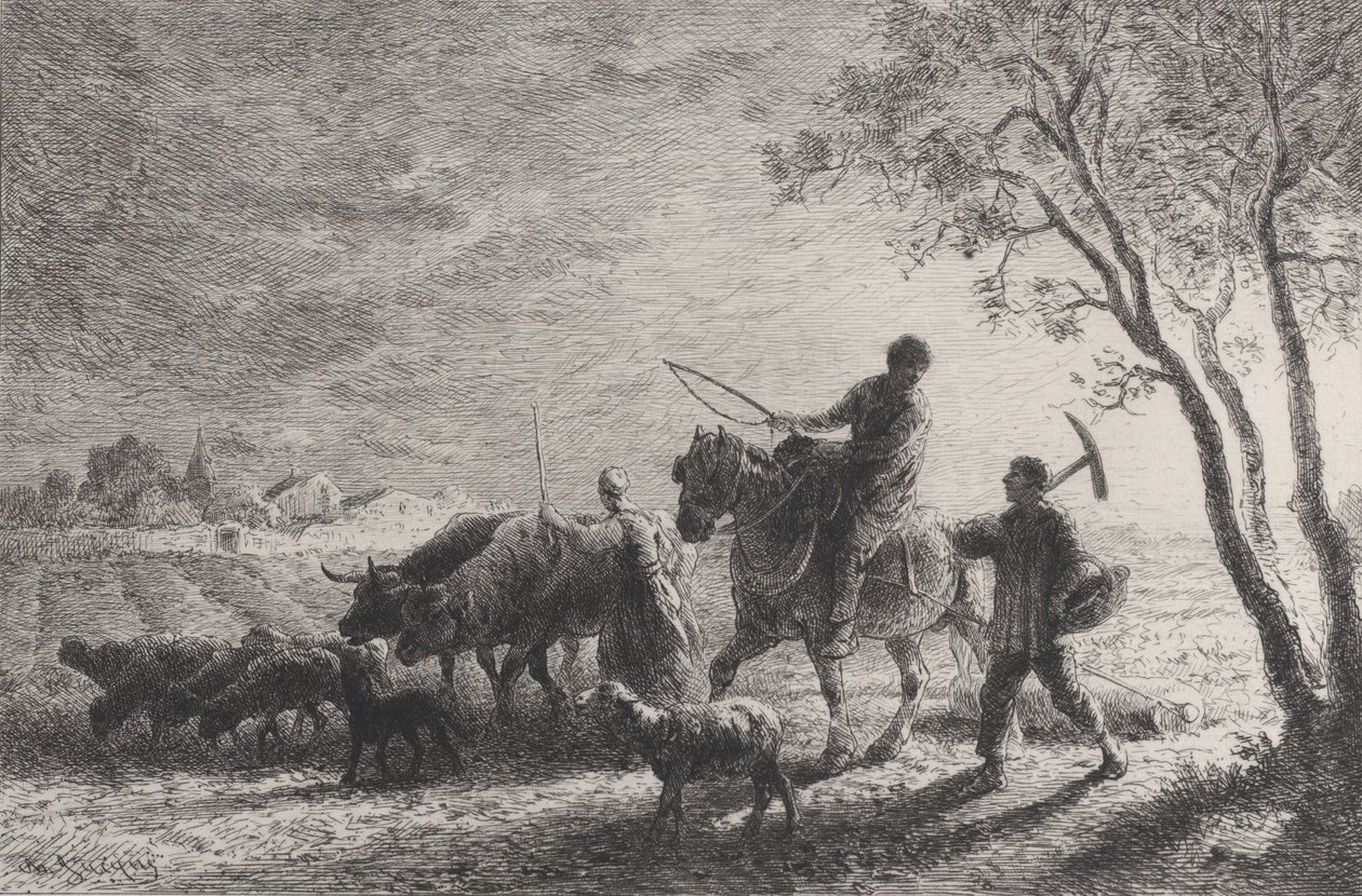 Il ritorno dai campi da Charles Emile Jacque