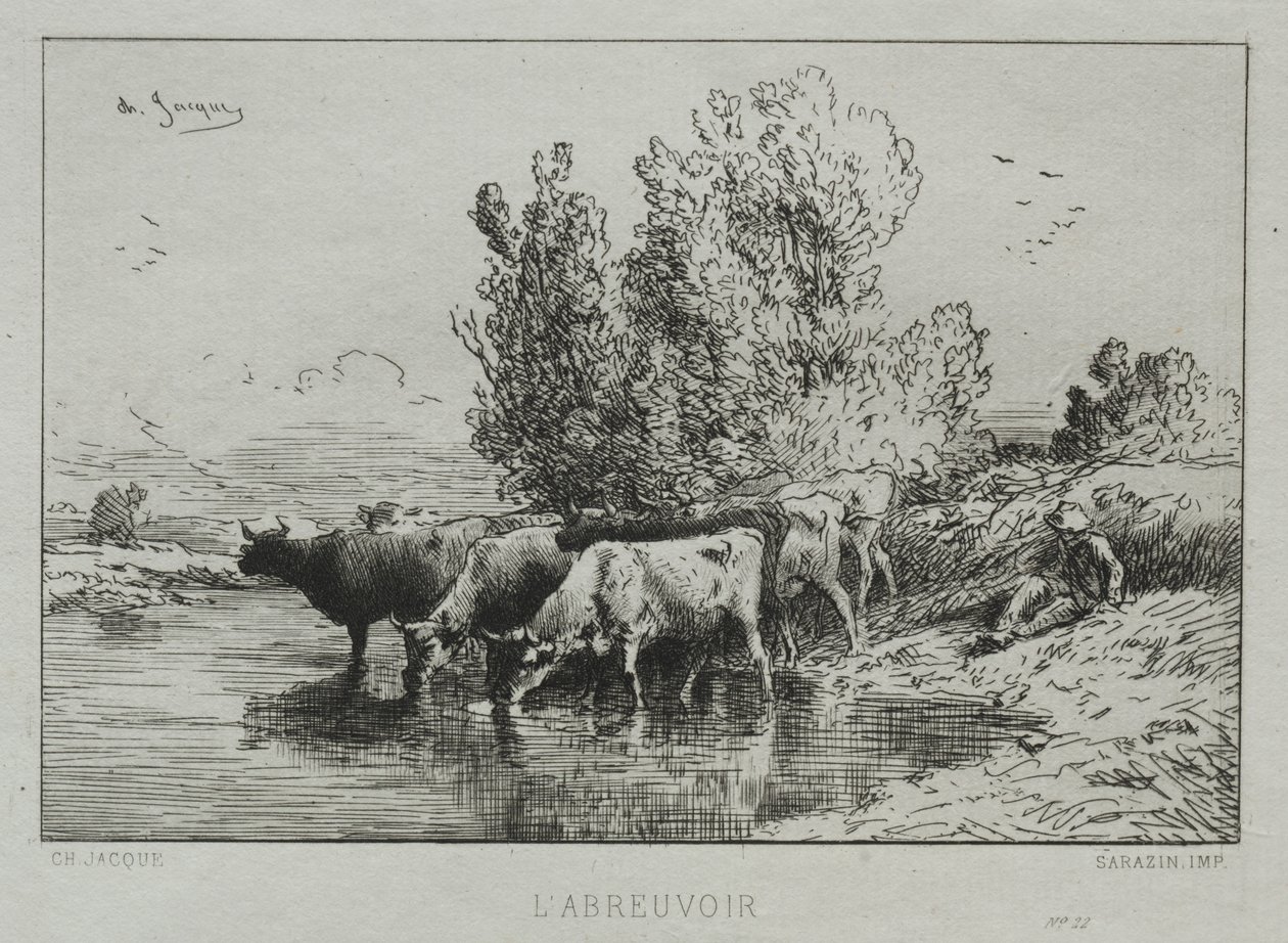 Il luogo di abbeveraggio da Charles Emile Jacque