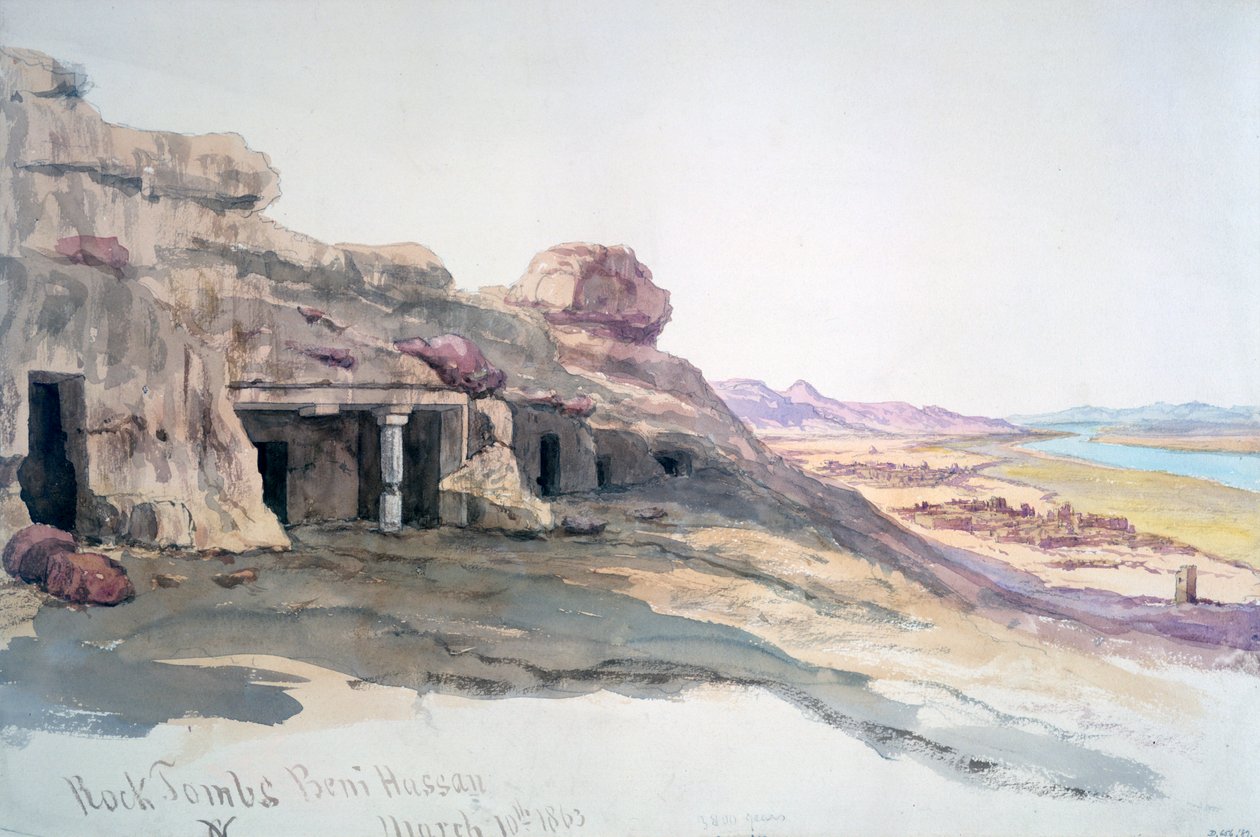 Tombe Rupestri, Beni Hassan, 10 marzo 1863, Egitto, 1863 da Charles Émile de Tournemine