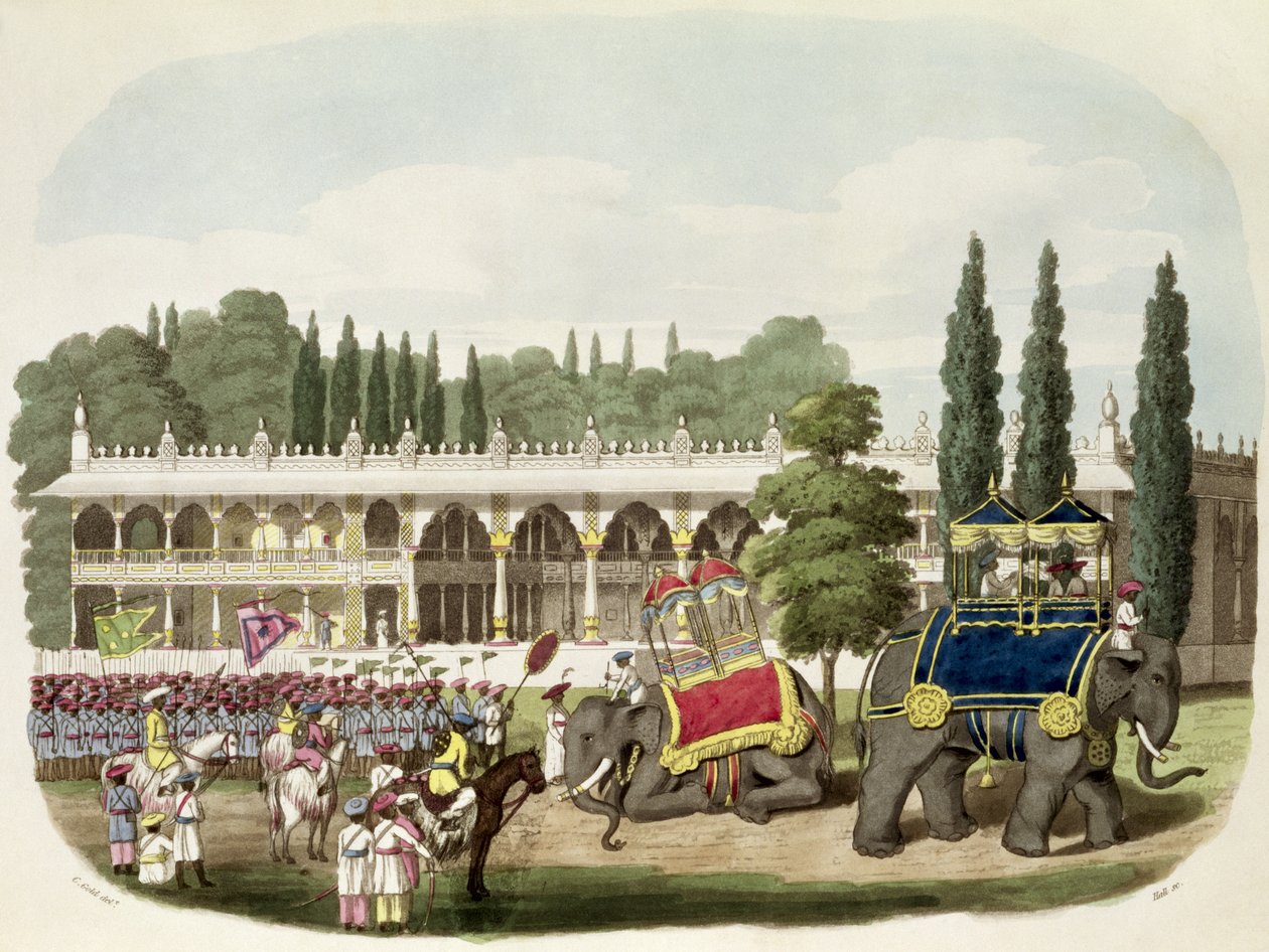 Il palazzo di Tippoo Sahib inciso da Thomas Hall per 