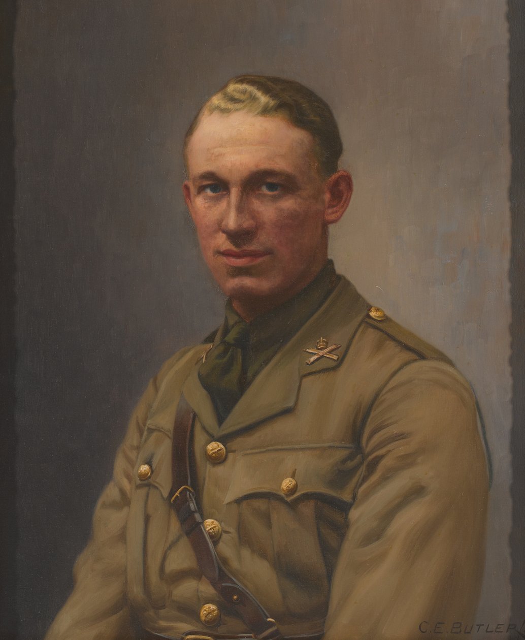Tenente A L Bobby, Corpo Mitraglieri e Reggimento Middlesex, circa 1917 da Charles Ernest Butler