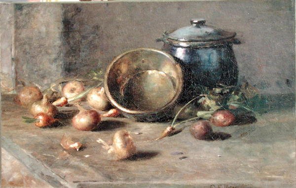 Natura morta (Boccale, Bollitore e Cipolle) da Charles Ethan Porter