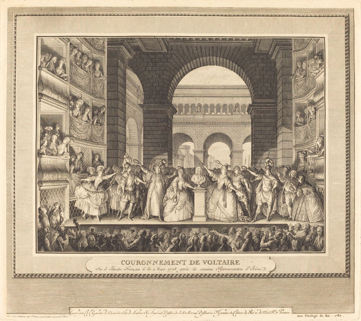 Il coronamento di Voltaire da Charles Etienne Gaucher after Jean Michel Moreau