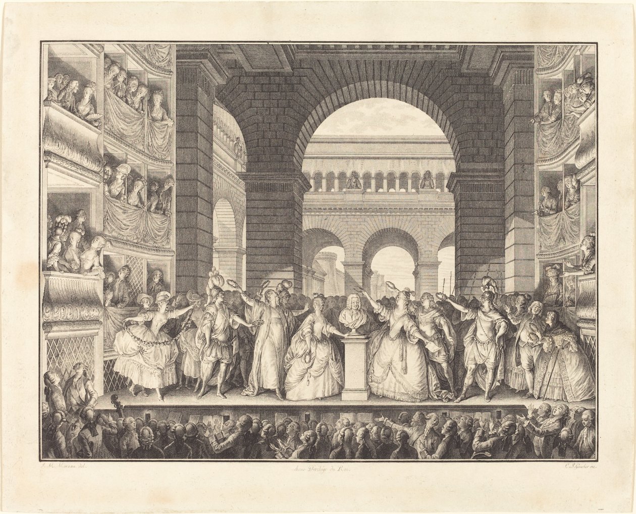 Incoronazione di Voltaire da Charles Etienne Gaucher after Jean Michel Moreau