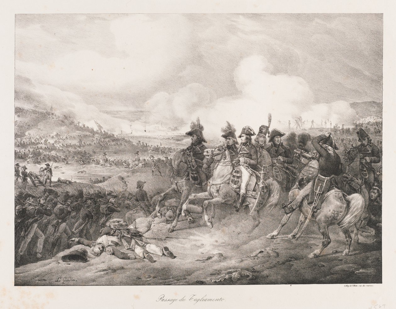 Attraversando lo Iagliomento, inizio XIX secolo da Charles Etienne Pierre Motte