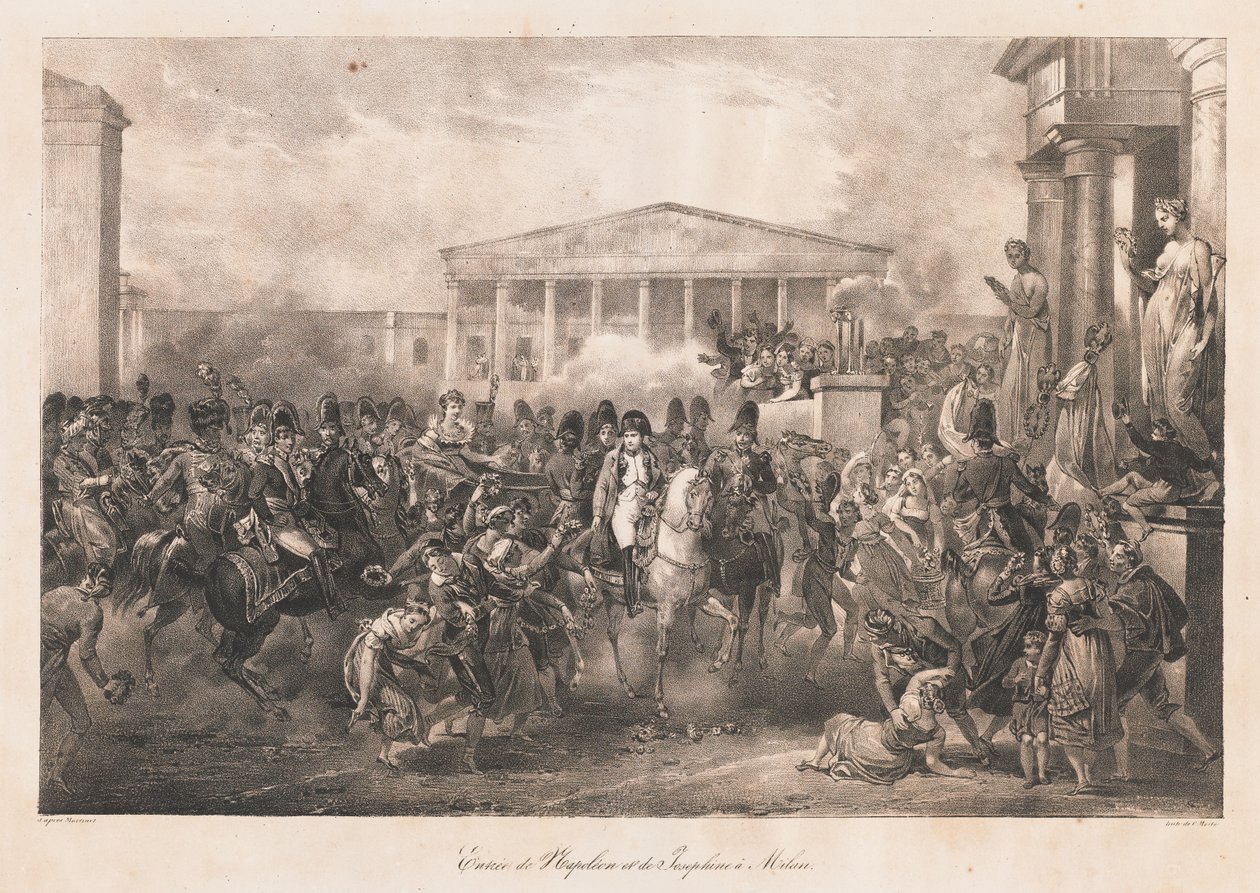 Ingresso di Napoleone e Giuseppina a Milano, inizio XIX secolo da Charles Etienne Pierre Motte