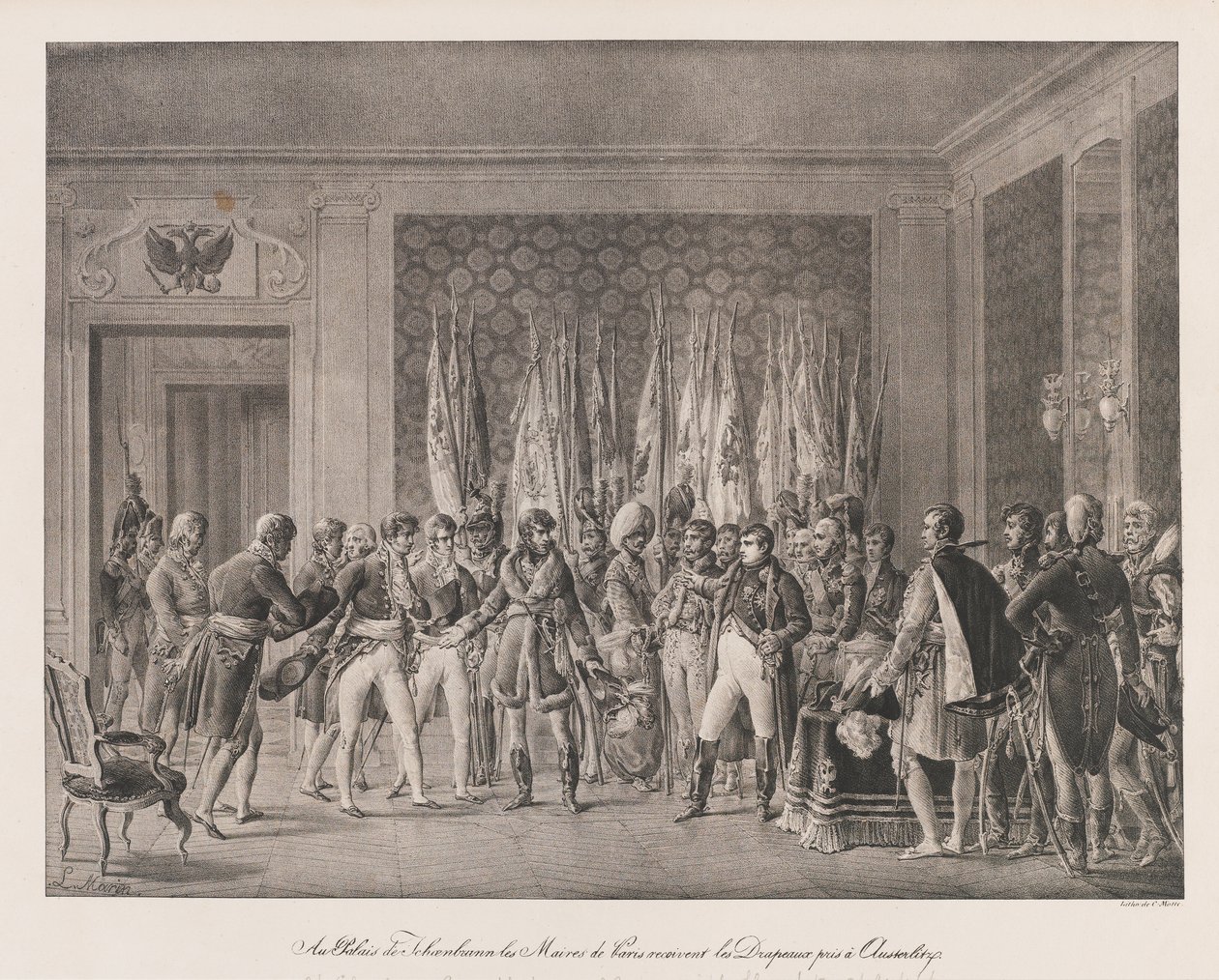 I Sindaci di Parigi Ricevono la Bandiera di Austerlitz, inizio XIX secolo da Charles Etienne Pierre Motte
