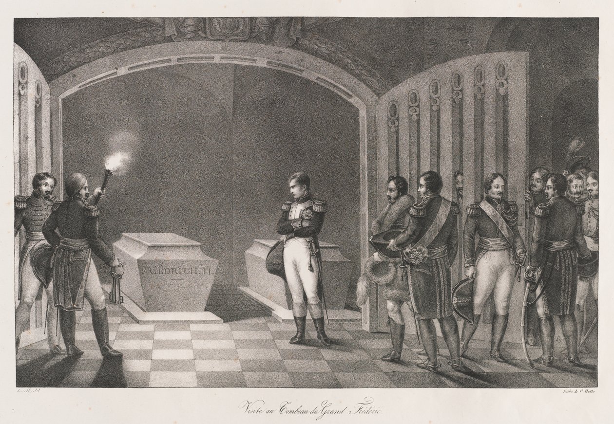 Visita alla tomba di Federico il Grande, inizio XIX secolo da Charles Etienne Pierre Motte
