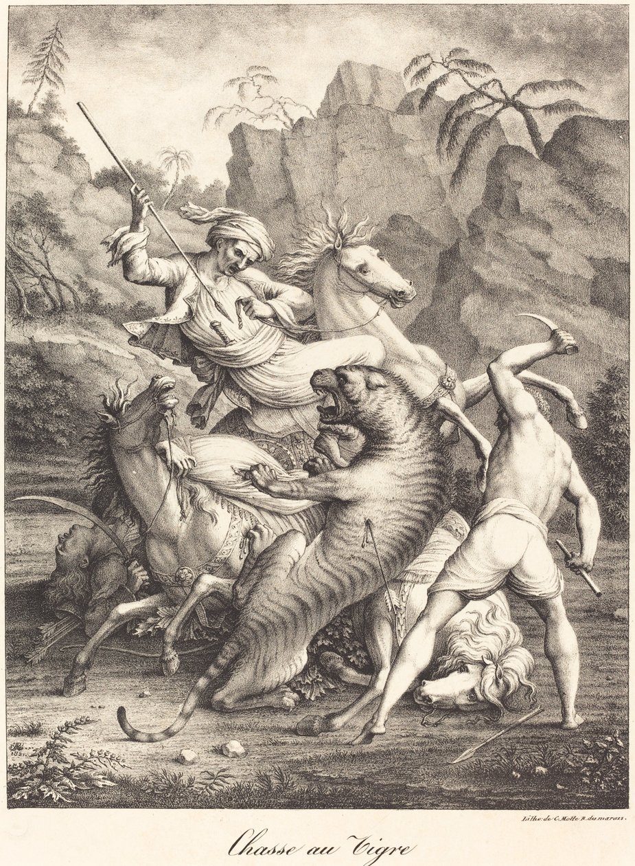 Caccia alla tigre da Charles Etienne Pierre Motte after Auguste Jacques Regnier