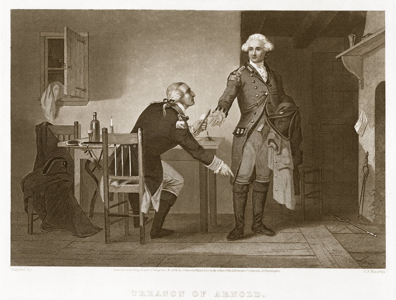 Il tradimento di Arnold, pub. 1874 da Charles F Blauvelt 1824 1900.
