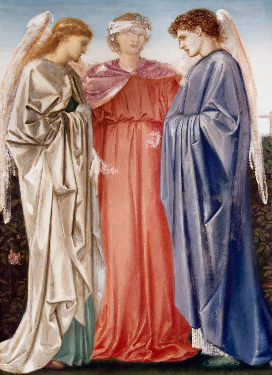 "Fede, speranza e carità" Dipinto di Charles Fairfax Murray (1849-1919) (preraffaellita) Collezione privata da Charles Fairfax Murray