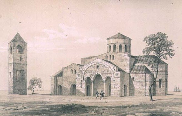 Veduta sud-est di Santa Sofia, Trebisonda, pub. da Day & Son da Charles Felix Marie (after) Texier