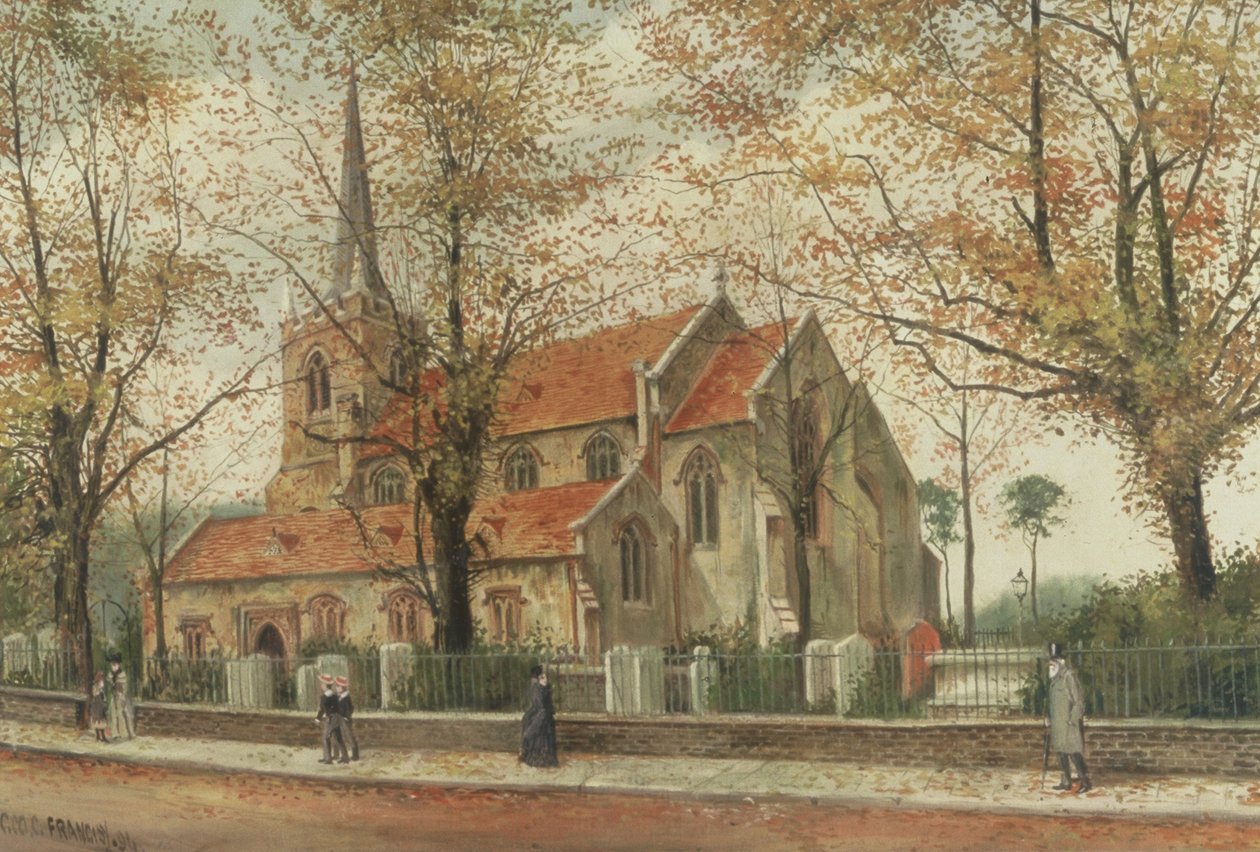 Veduta della Chiesa di Santa Maria, Stoke Newington da Charles Francis