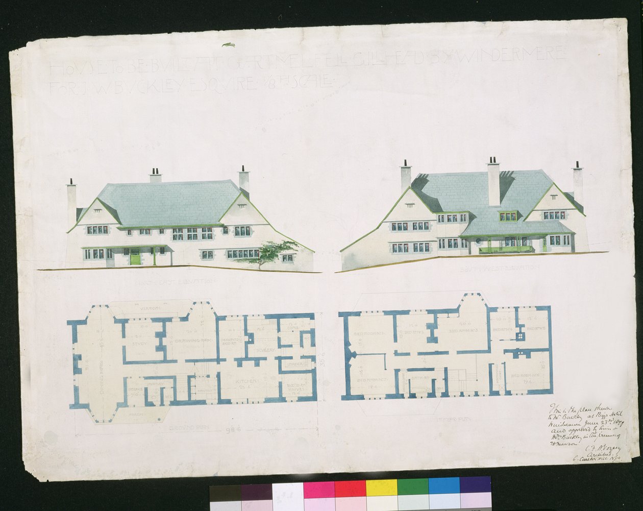 Casa da costruire a Gartmel Fell Gillhead, Windermere per J.W. Buckley Esquire, 1899 da Charles Francis Annesley Voysey