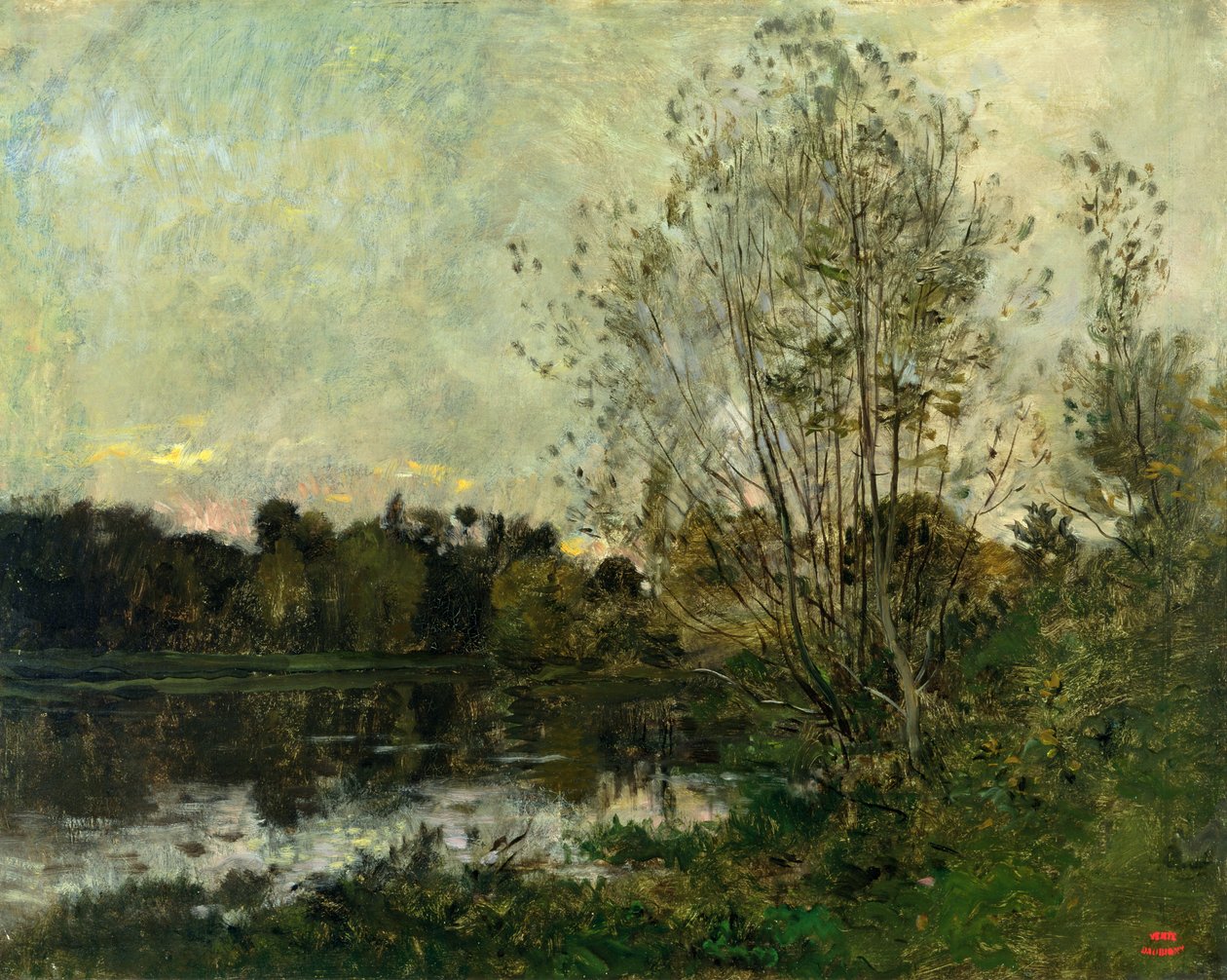 Un lago nei boschi al crepuscolo, c.1865 da Charles Francois Daubigny