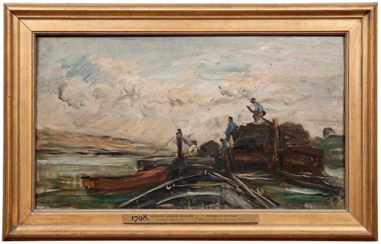 Lastkähne auf einem Fluss da Charles Francois Daubigny