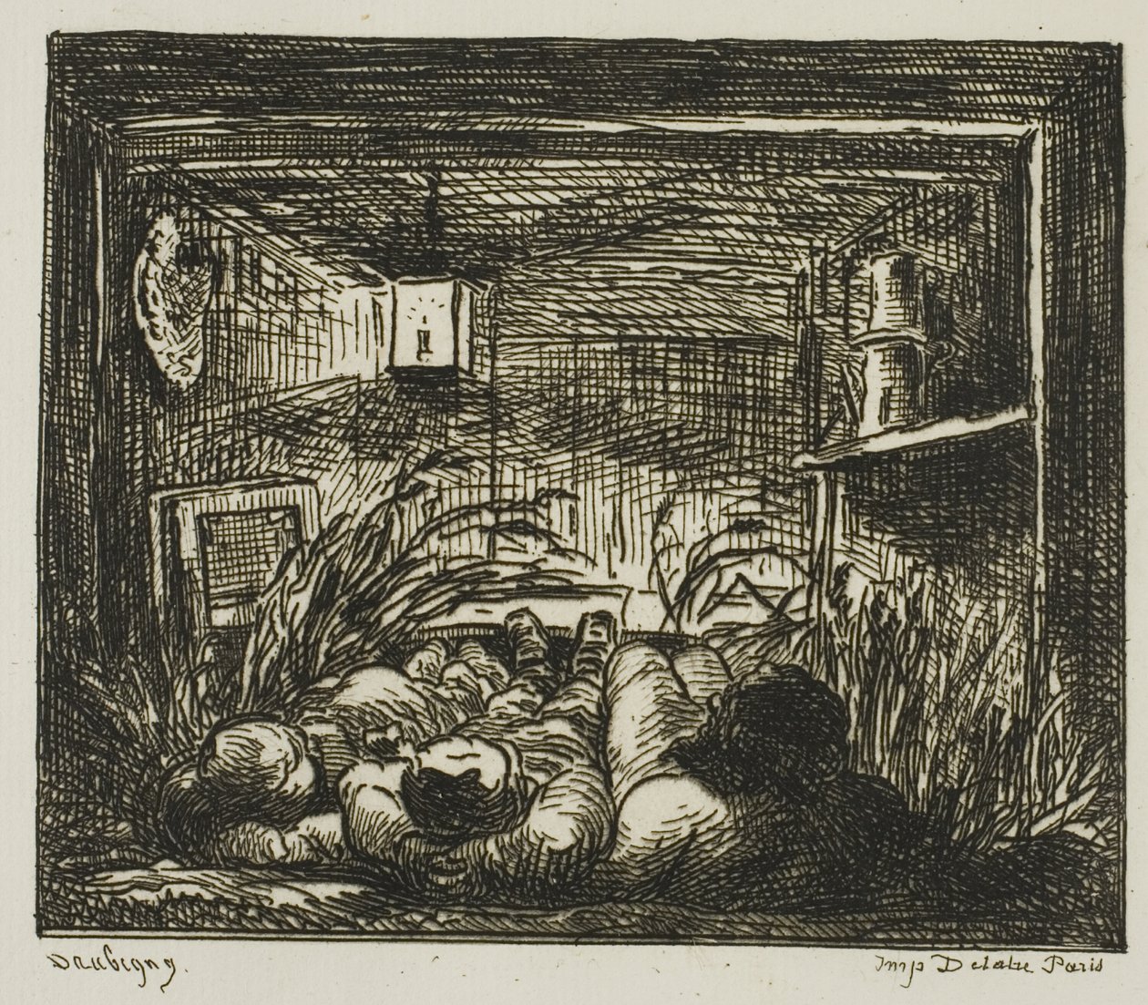 Prepararsi per la notte sulla barca da Charles Francois Daubigny