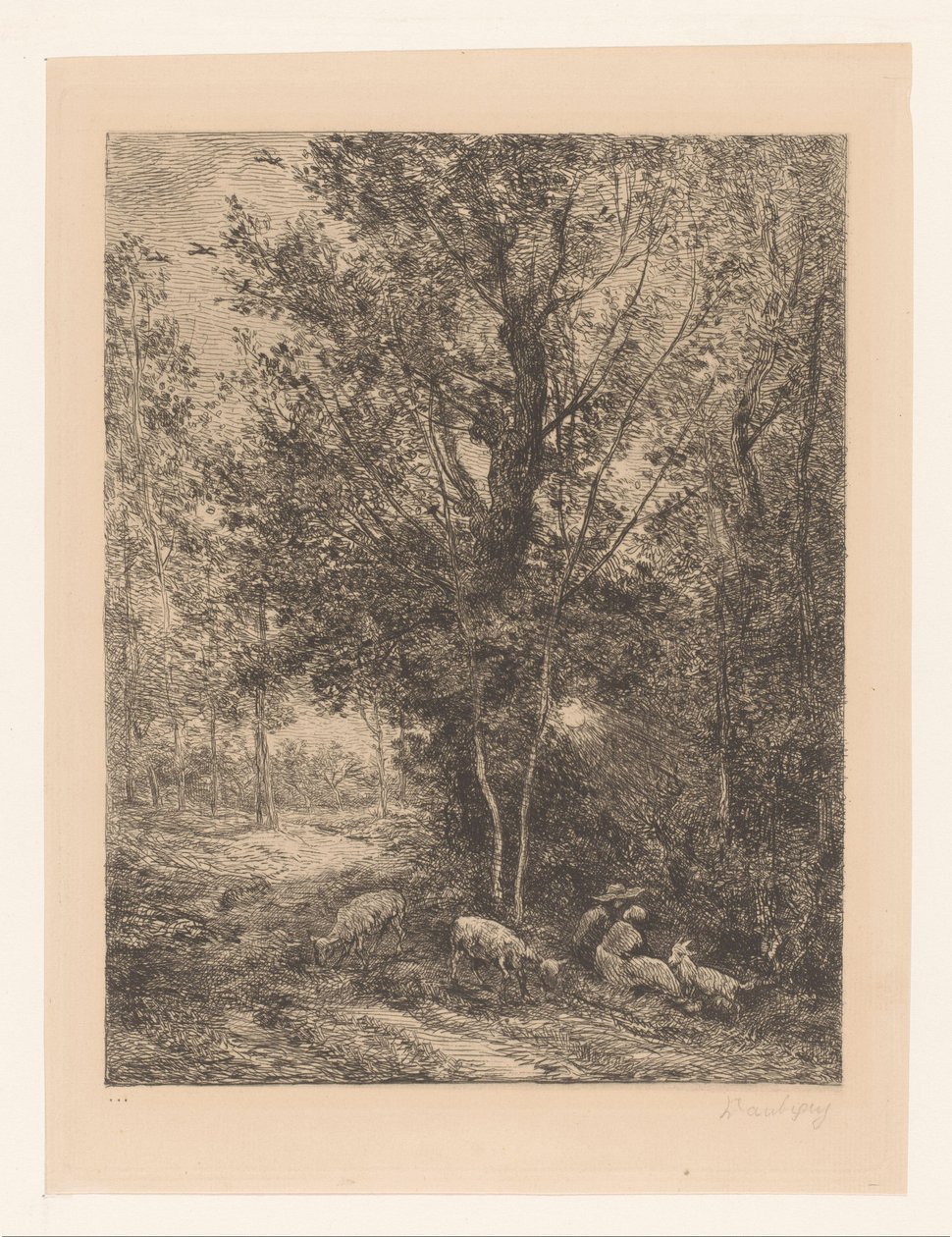 Bosco con caprai a riposo da Charles Francois Daubigny