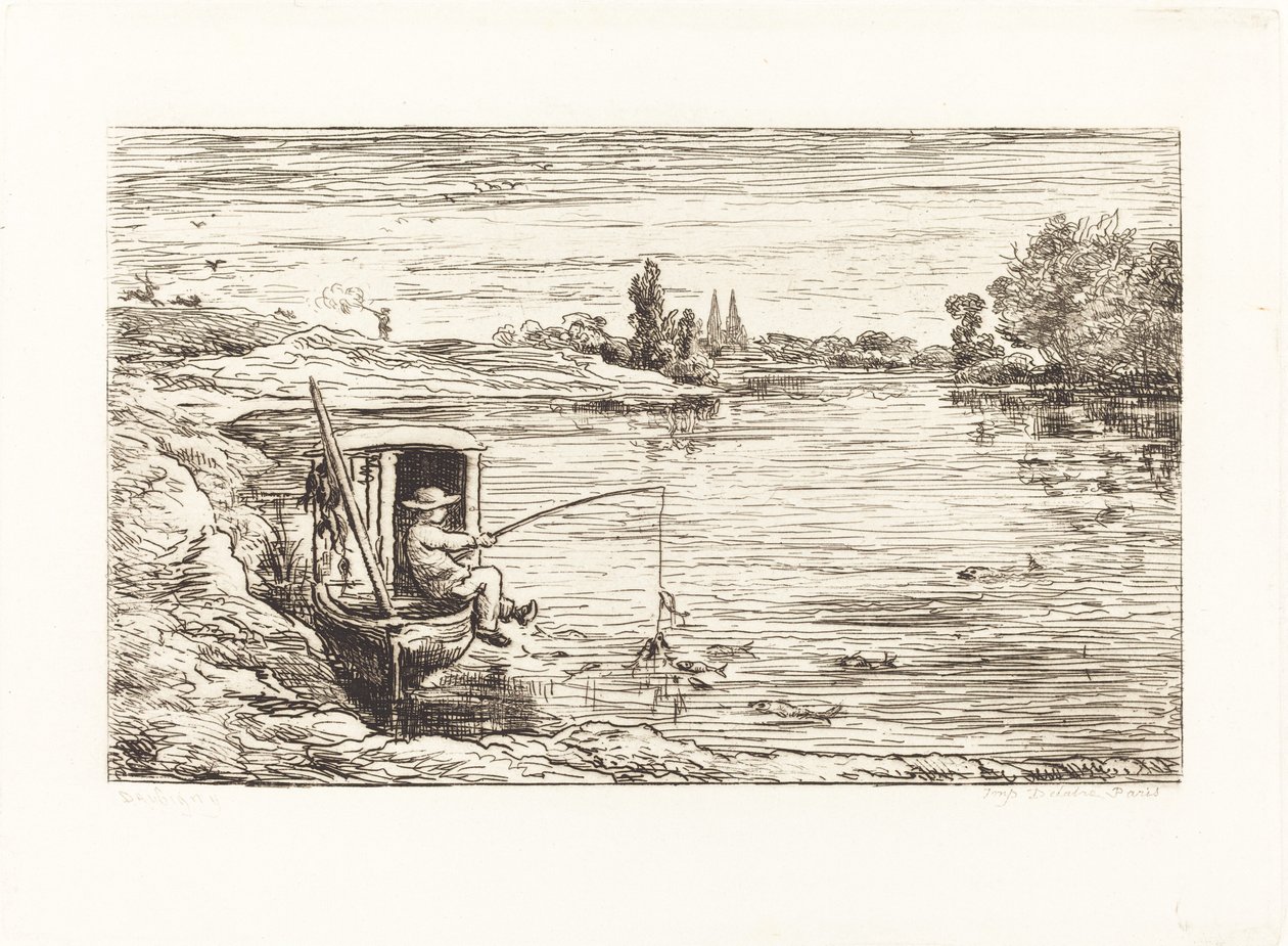 Mozzo che pesca da Charles Francois Daubigny