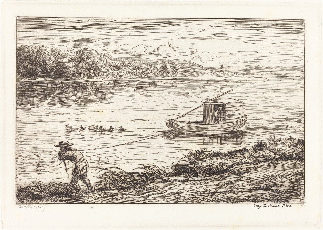 Mozzo che tira la corda (Le Mousse tirant le cordeau) da Charles Francois Daubigny