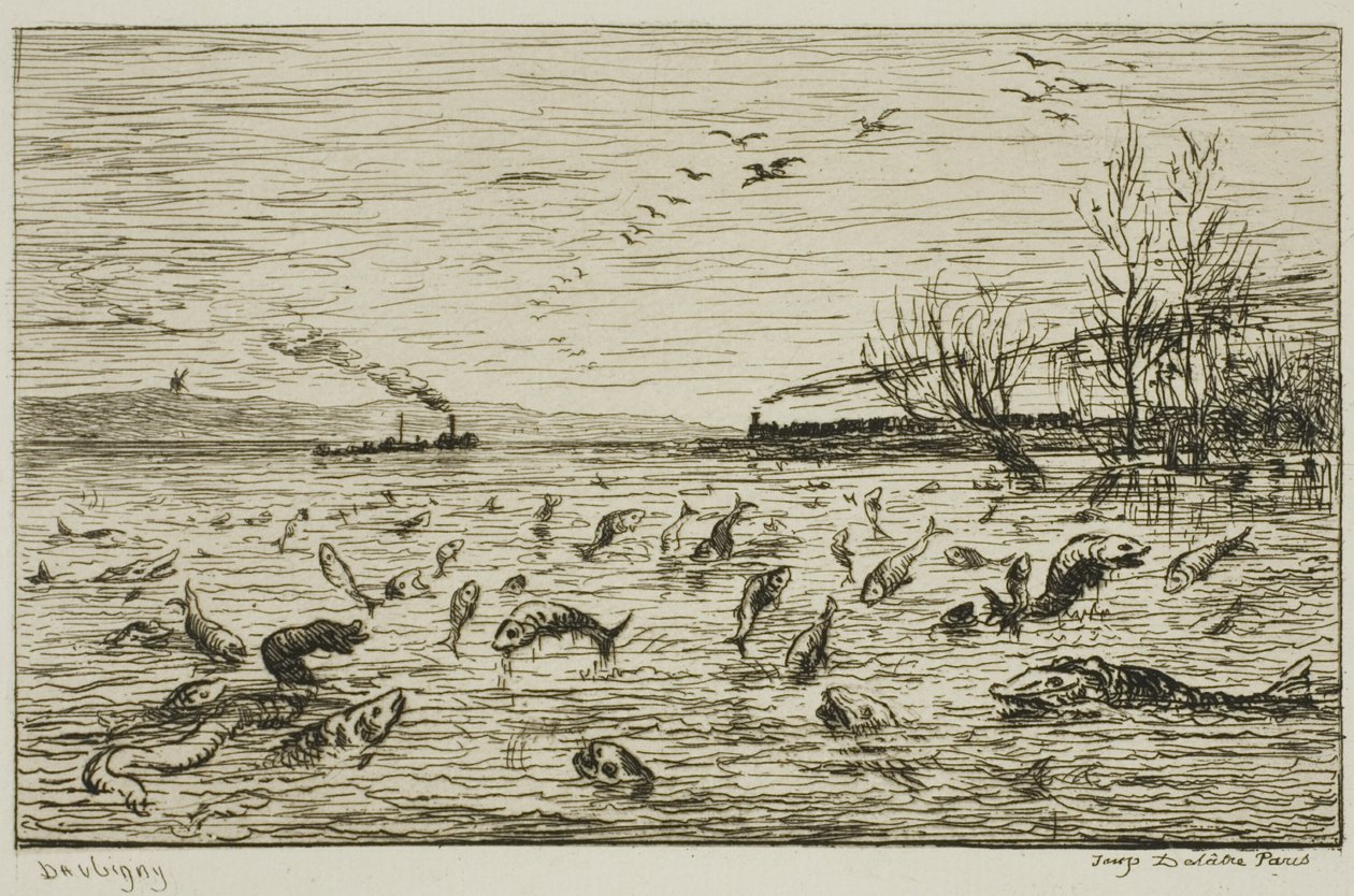 Celebrazione del pesce alla partenza del ragazzo della nave (Il pesce) da Charles Francois Daubigny