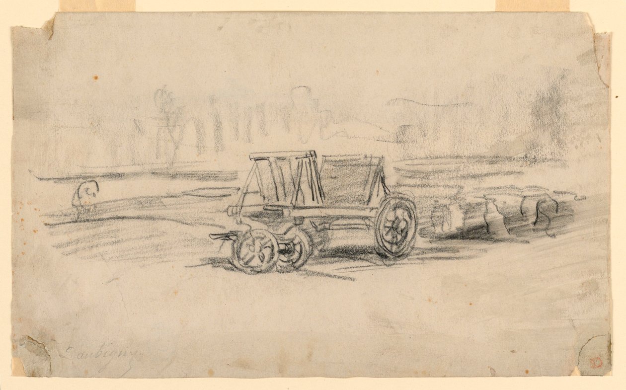 Disegno, Un carro agricolo, 1850 ca. da Charles Francois Daubigny