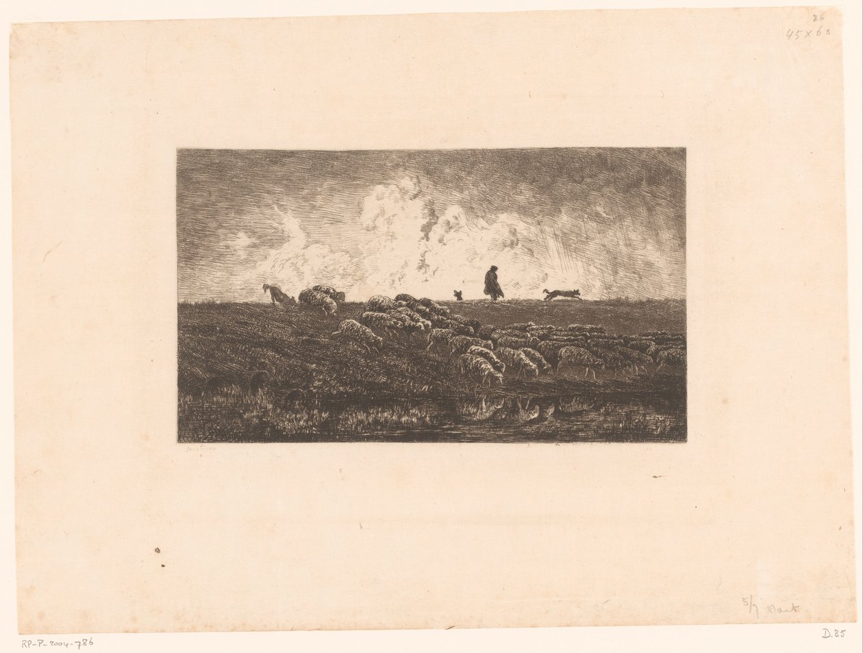 Paesaggio con pastore e pecore durante un acquazzone da Charles Francois Daubigny