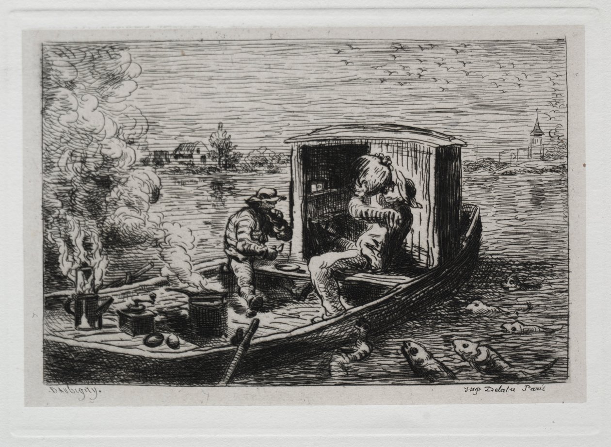 Il Viaggio in Barca: Abbuffarsi o Pranzo sulla Barca da Charles Francois Daubigny