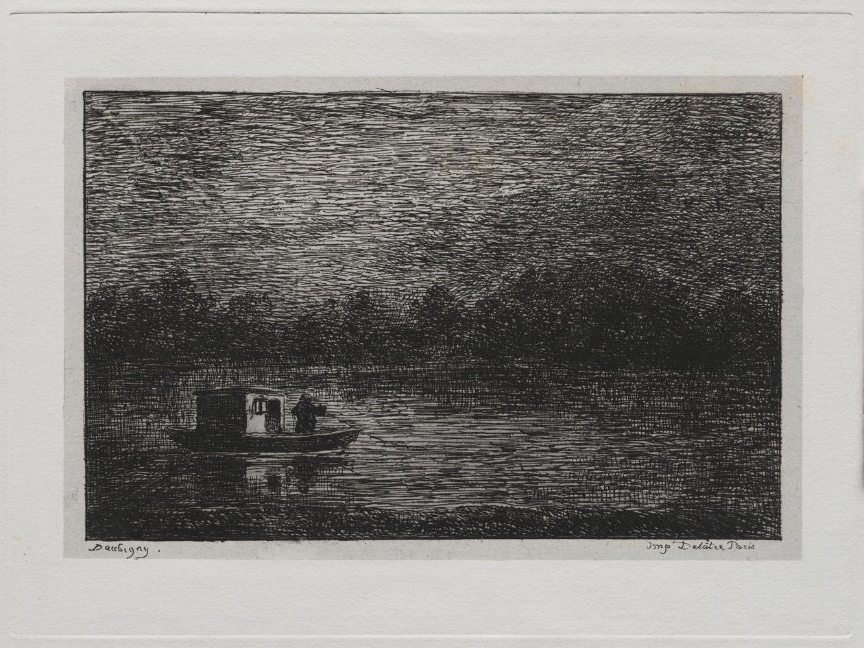 Il Viaggio in Barca: Viaggio Notturno o Pesca con la Rete (seconda versione) da Charles Francois Daubigny