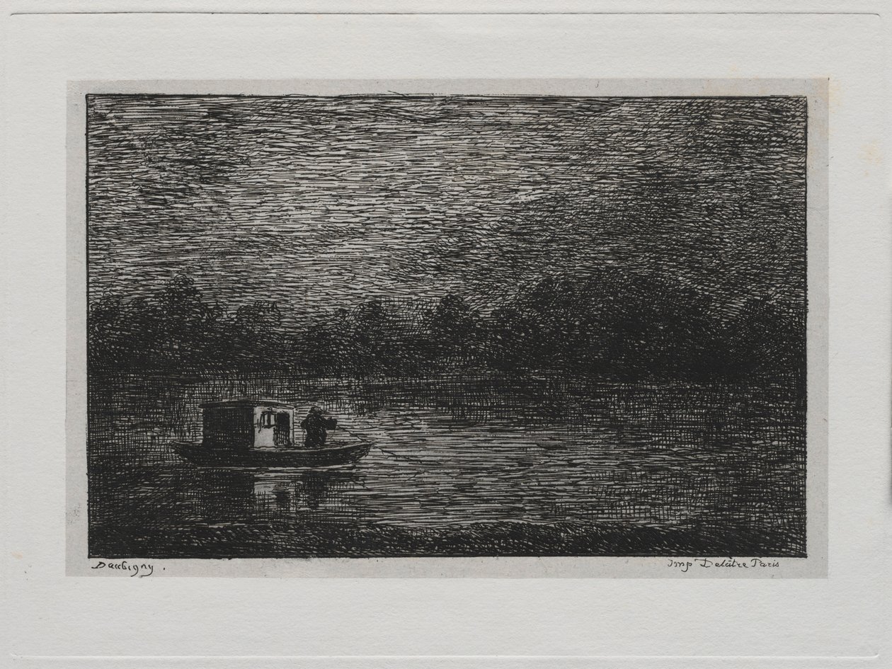Il viaggio in barca: viaggio notturno o pesca con la rete seconda versione da Charles Francois Daubigny